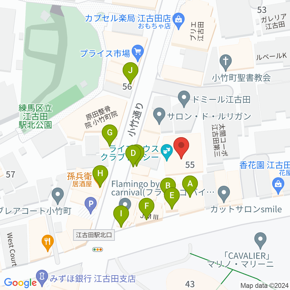 スタジオダスティミラー周辺のファミレス・ファーストフード一覧地図