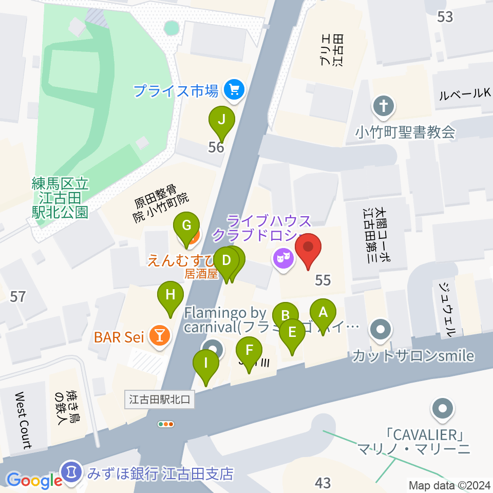 スタジオダスティミラー周辺のファミレス・ファーストフード一覧地図