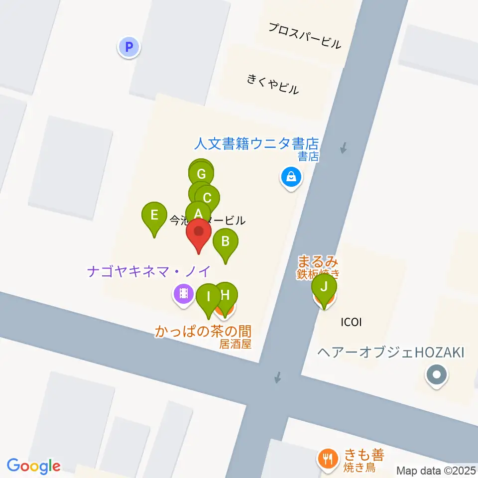 ナゴヤキネマ・ノイ周辺のファミレス・ファーストフード一覧地図