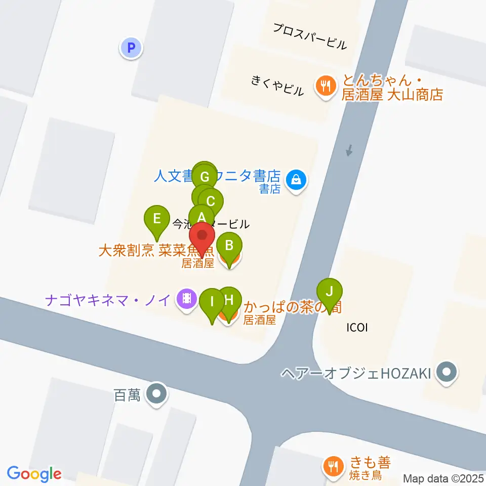 ナゴヤキネマ・ノイ周辺のファミレス・ファーストフード一覧地図