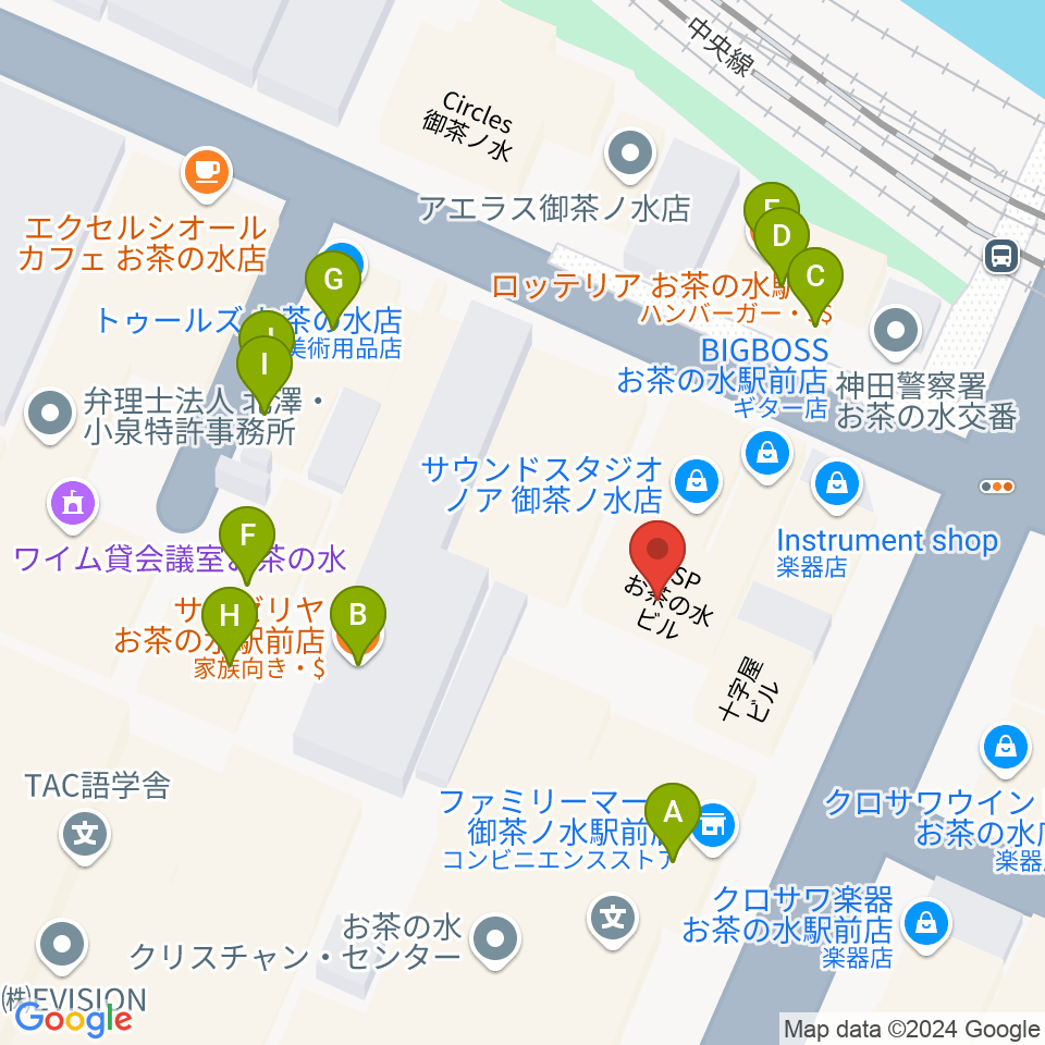 ESP GROOVE LOUNGE TOKYO周辺のファミレス・ファーストフード一覧地図