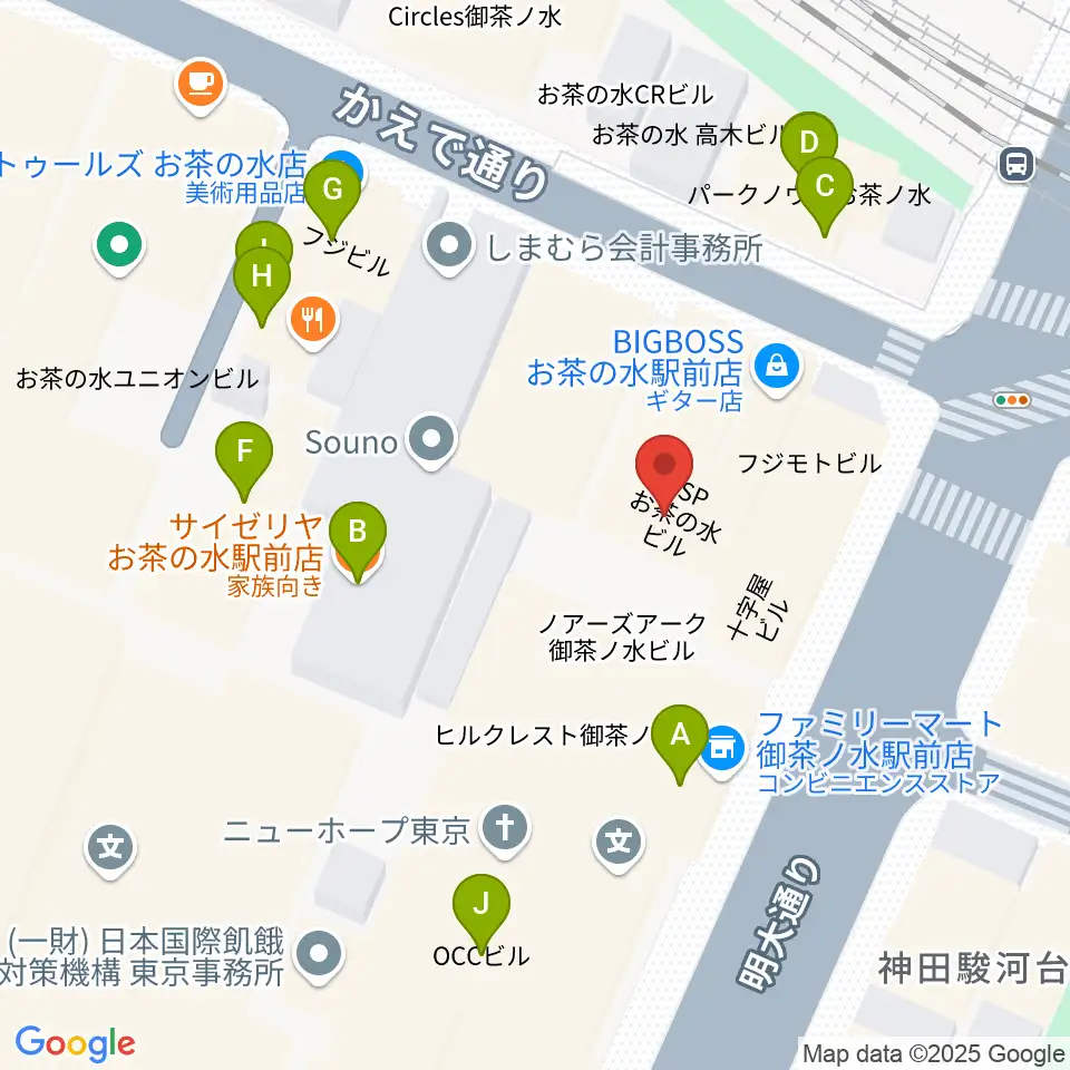 ESP GROOVE LOUNGE TOKYO周辺のファミレス・ファーストフード一覧地図