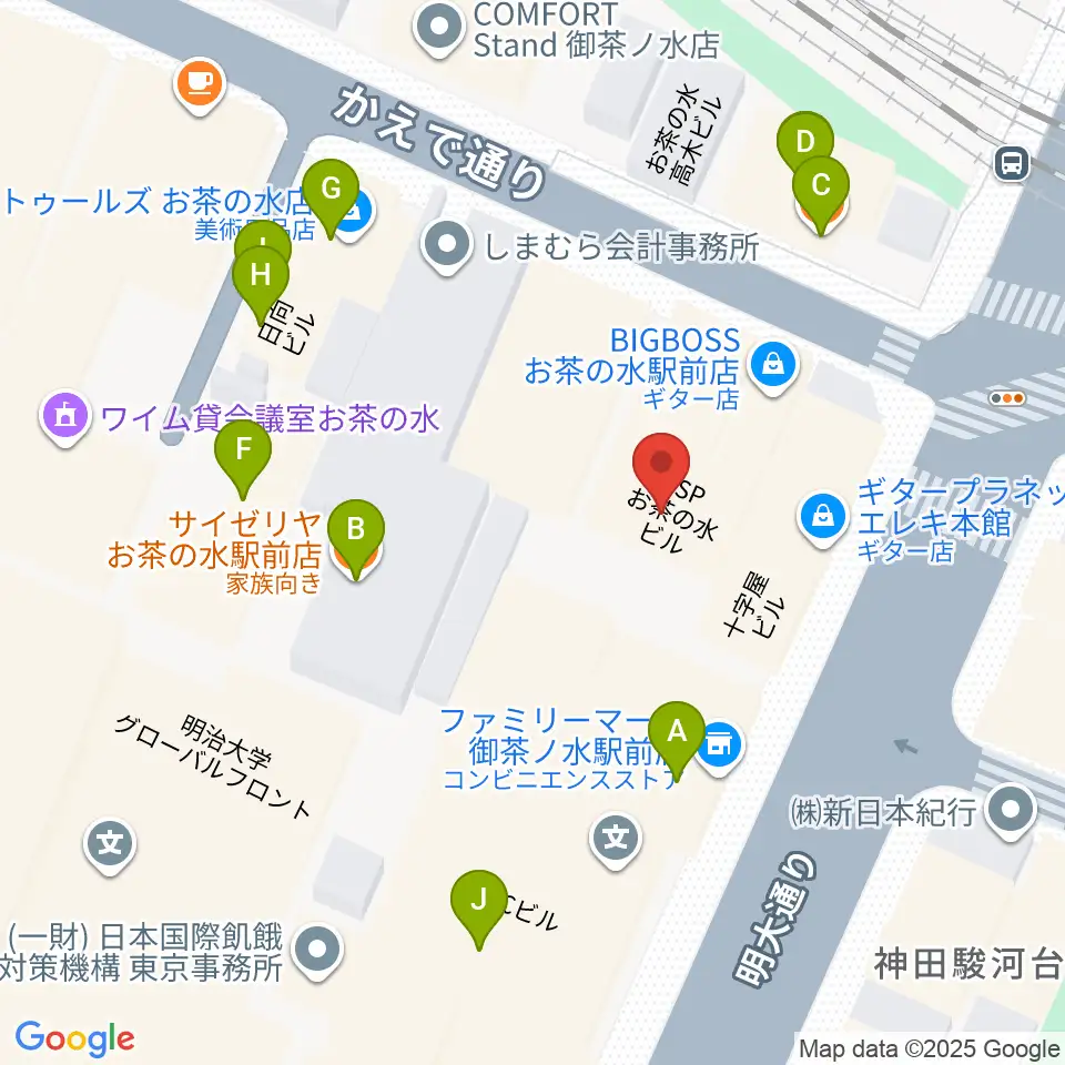 ESP GROOVE LOUNGE TOKYO周辺のファミレス・ファーストフード一覧地図