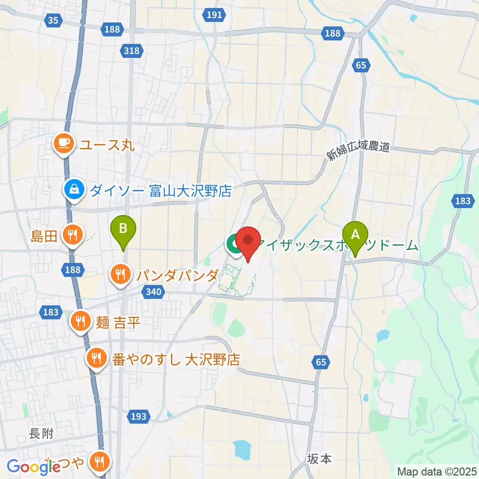 アイザックスポーツドーム周辺のファミレス・ファーストフード一覧地図