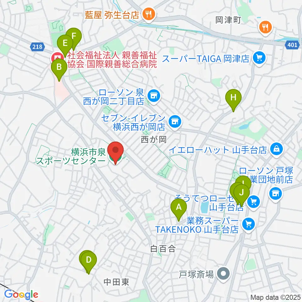 横浜市泉スポーツセンター周辺のファミレス・ファーストフード一覧地図