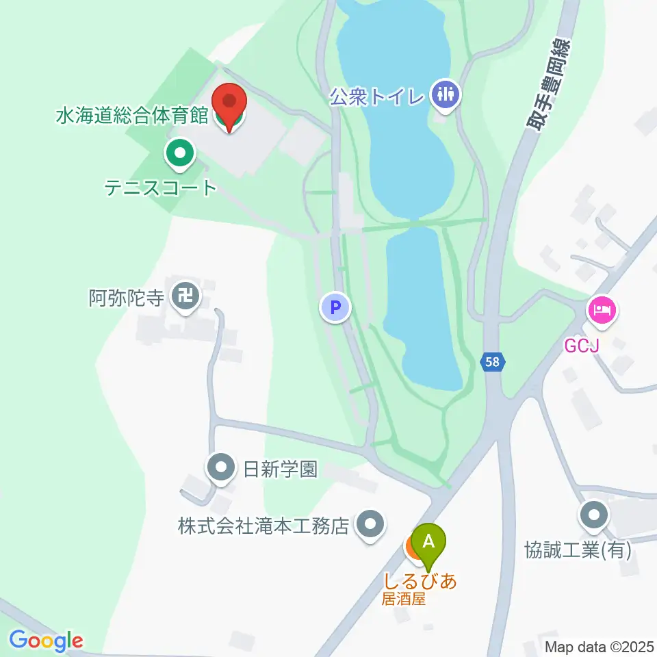常総市水海道総合体育館周辺のファミレス・ファーストフード一覧地図