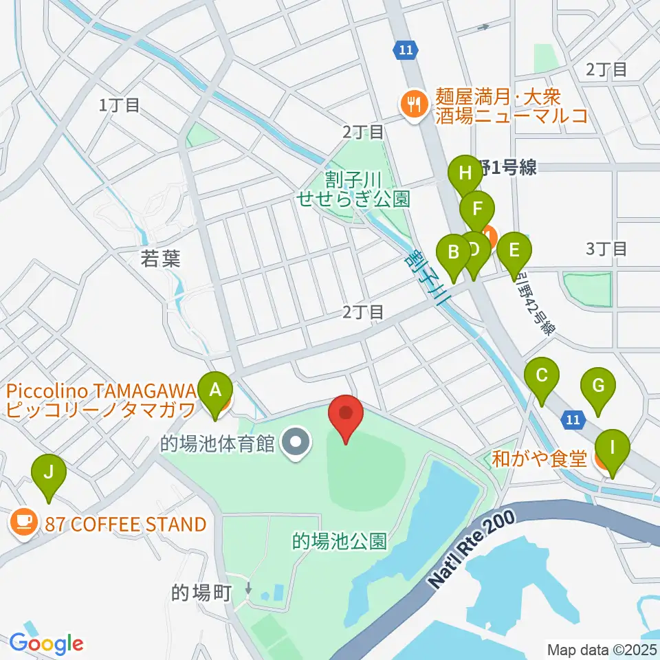福岡トヨタ的場池スタジアム周辺のファミレス・ファーストフード一覧地図