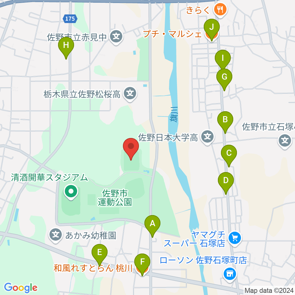 コンチネンタルホームフィールド周辺のファミレス・ファーストフード一覧地図