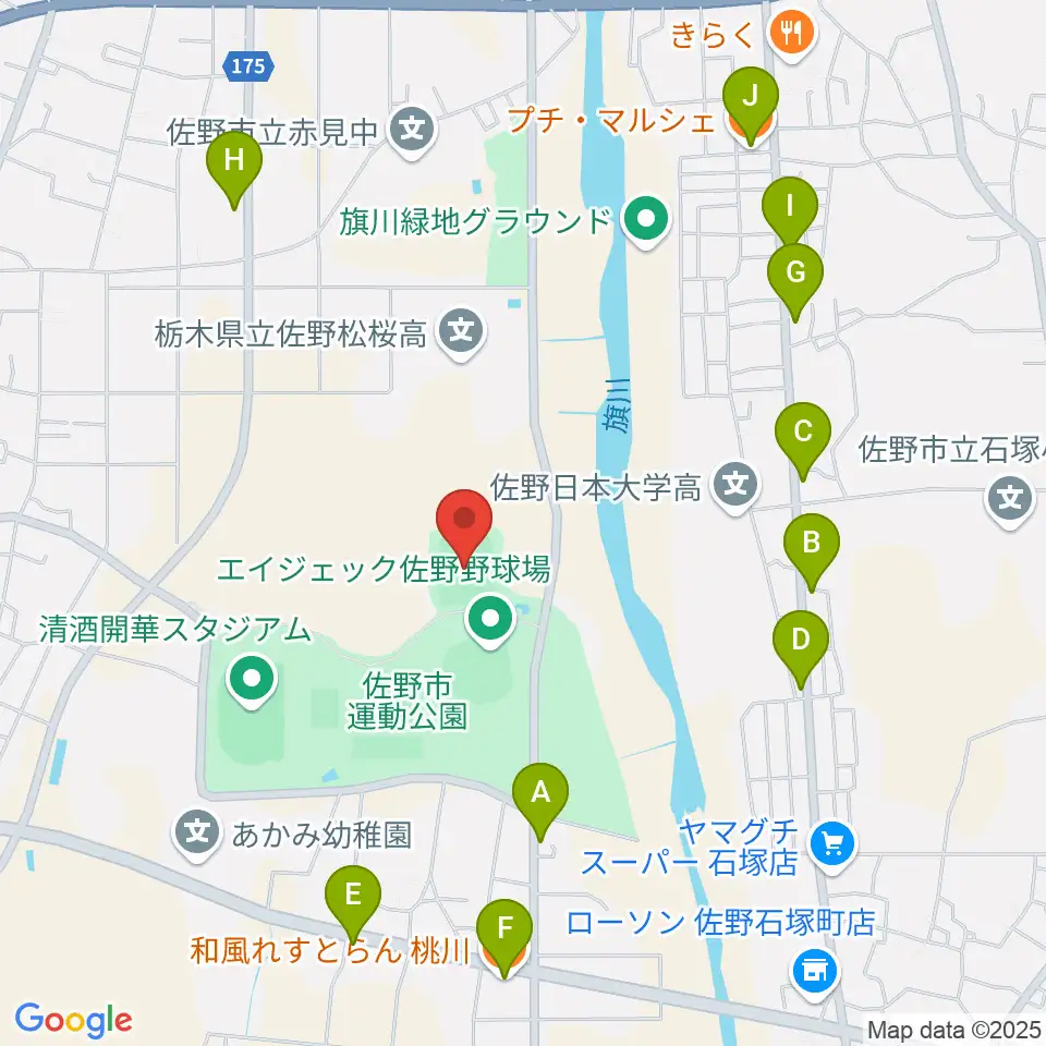 コンチネンタルホームフィールド周辺のファミレス・ファーストフード一覧地図
