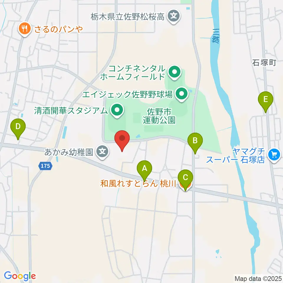 ハートフル保険フィールド周辺のファミレス・ファーストフード一覧地図