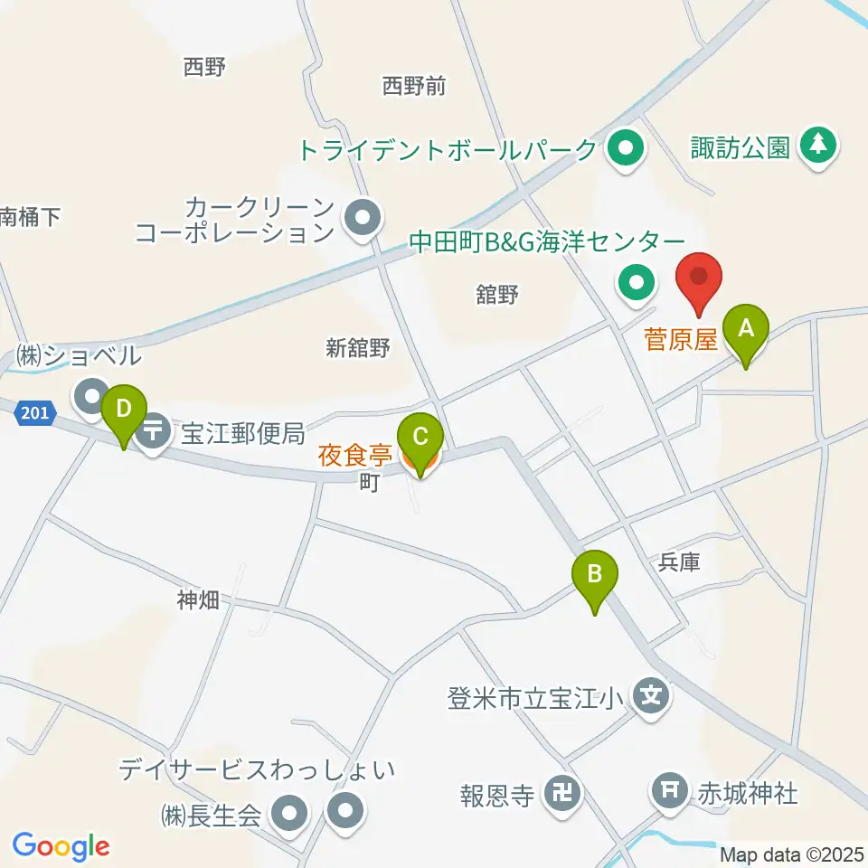 トライデントなかだアリーナ周辺のファミレス・ファーストフード一覧地図