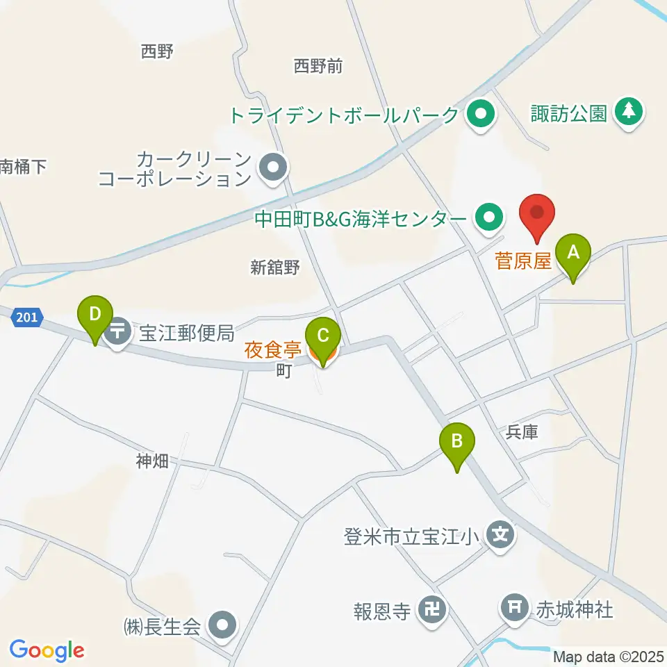トライデントなかだアリーナ周辺のファミレス・ファーストフード一覧地図
