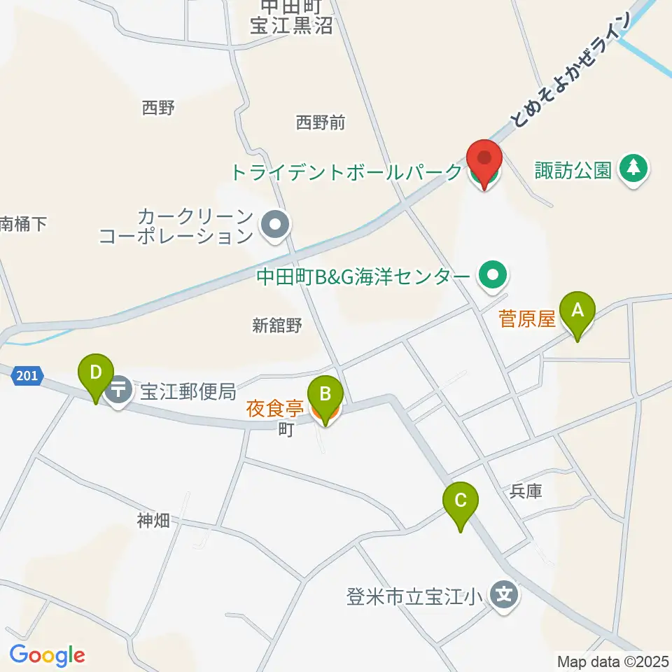 トライデントボールパーク周辺のファミレス・ファーストフード一覧地図