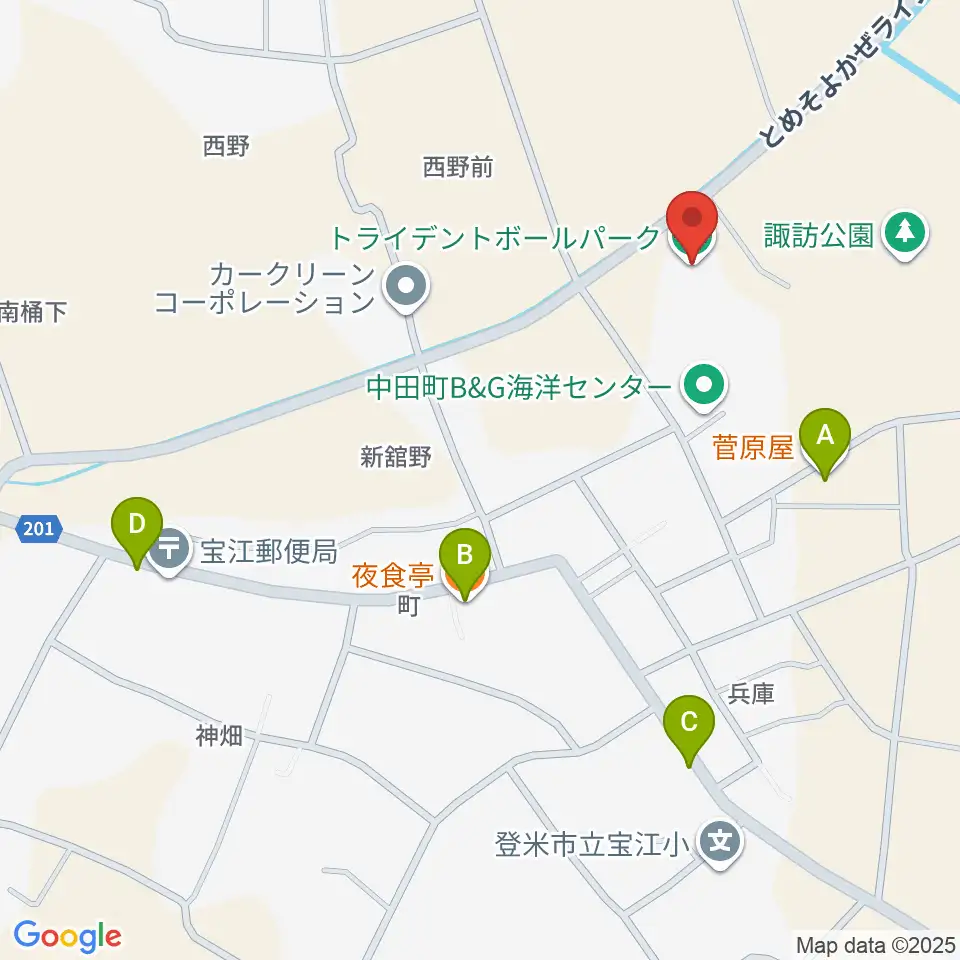 トライデントボールパーク周辺のファミレス・ファーストフード一覧地図