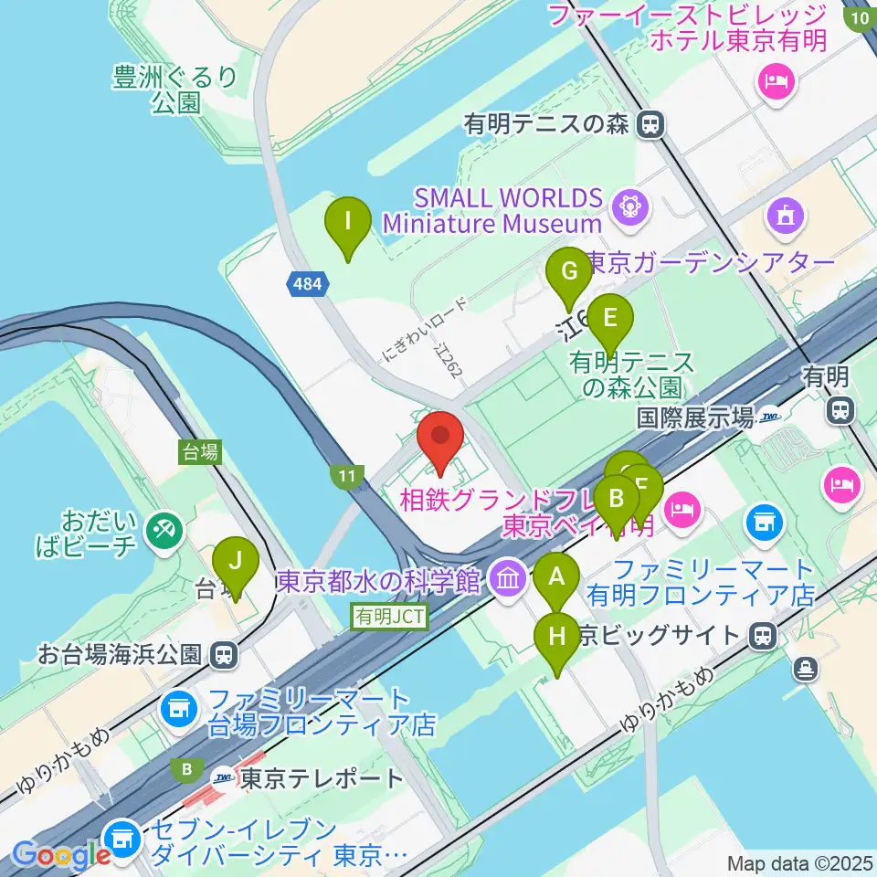 有明スポーツセンター周辺のファミレス・ファーストフード一覧地図