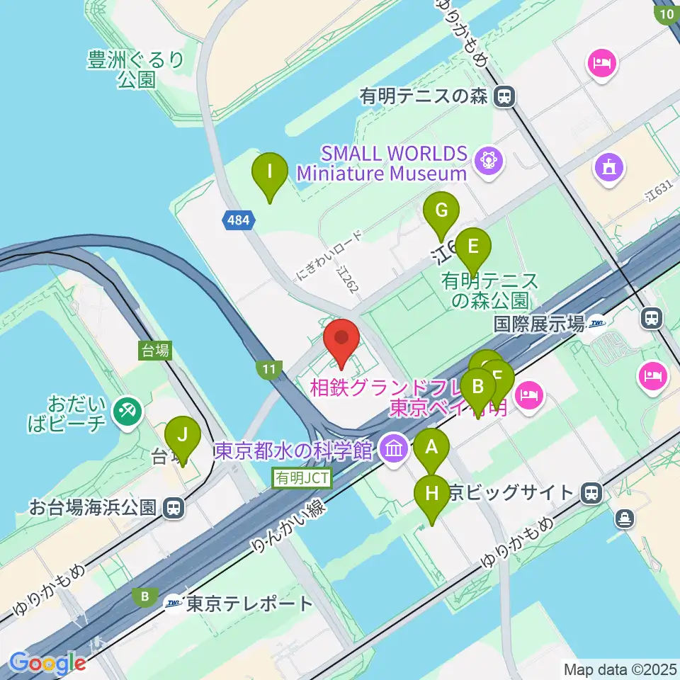 有明スポーツセンター周辺のファミレス・ファーストフード一覧地図