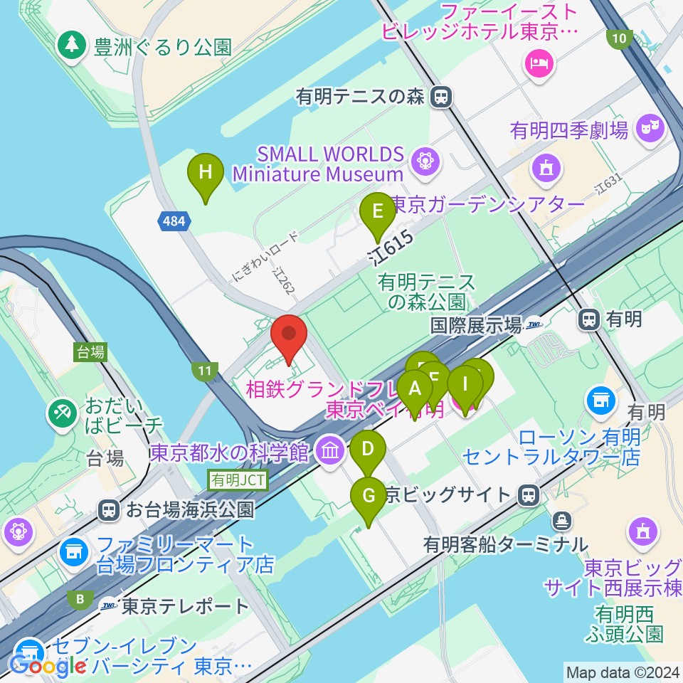 東京都虹の下水道館周辺のファミレス・ファーストフード一覧地図