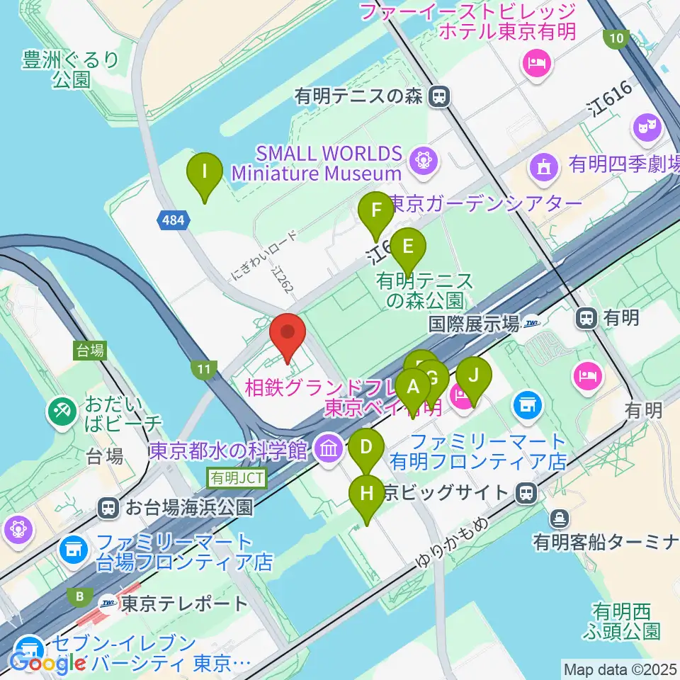 東京都虹の下水道館周辺のファミレス・ファーストフード一覧地図