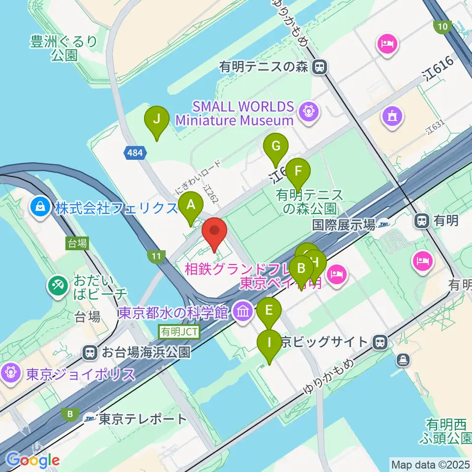 東京都虹の下水道館周辺のファミレス・ファーストフード一覧地図
