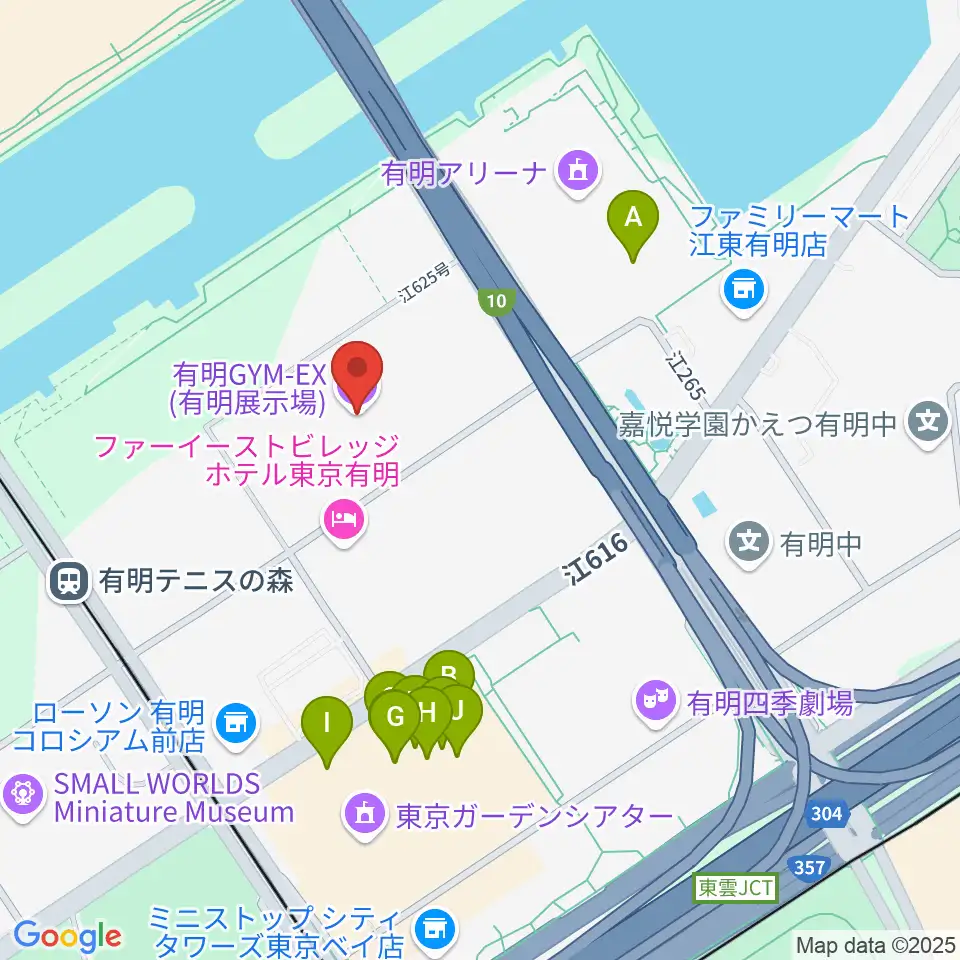 有明GYM-EX周辺のファミレス・ファーストフード一覧地図