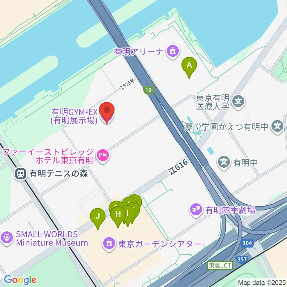 有明GYM-EX周辺のファミレス・ファーストフード一覧地図