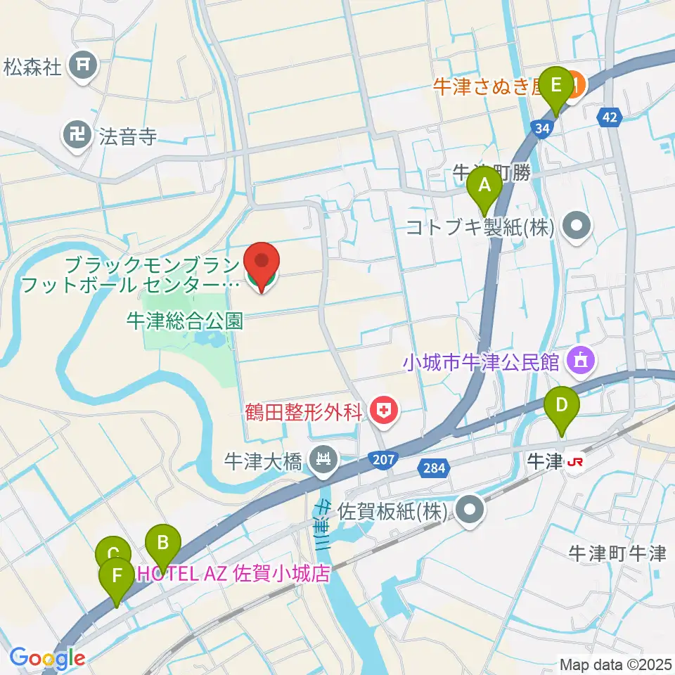 ブラックモンブランフットボールセンター周辺のファミレス・ファーストフード一覧地図