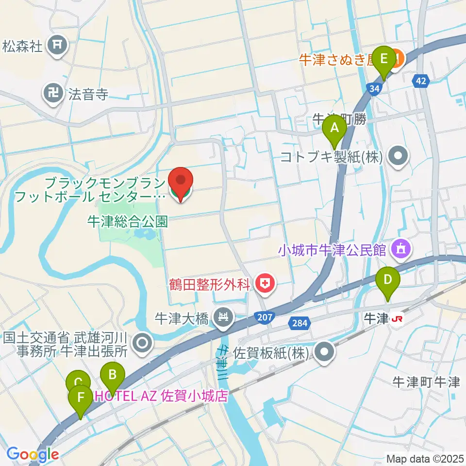 ブラックモンブランフットボールセンター周辺のファミレス・ファーストフード一覧地図