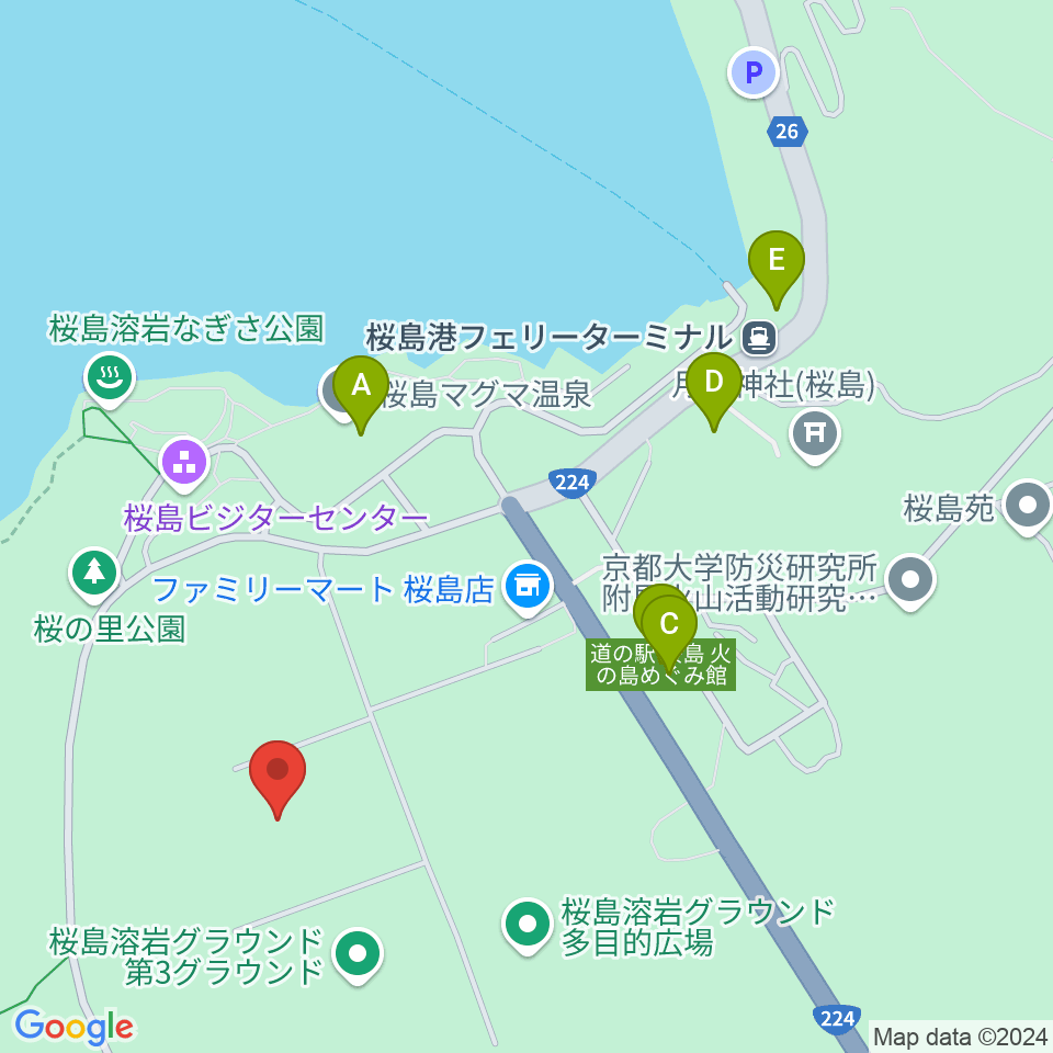 南栄リース桜島グラウンド周辺のファミレス・ファーストフード一覧地図