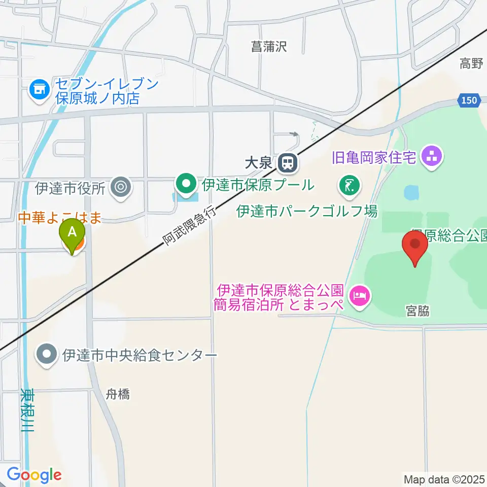 エフコム大泉球場周辺のファミレス・ファーストフード一覧地図