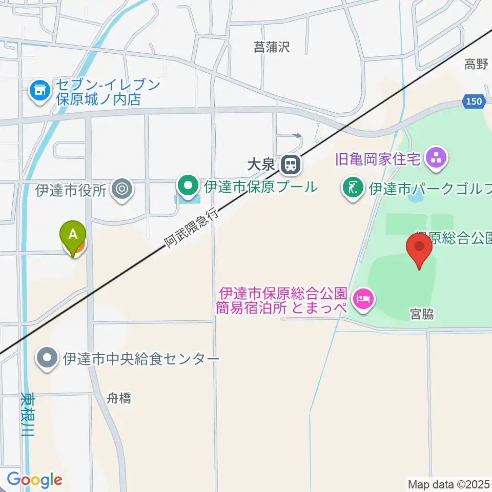 エフコム大泉球場周辺のファミレス・ファーストフード一覧地図