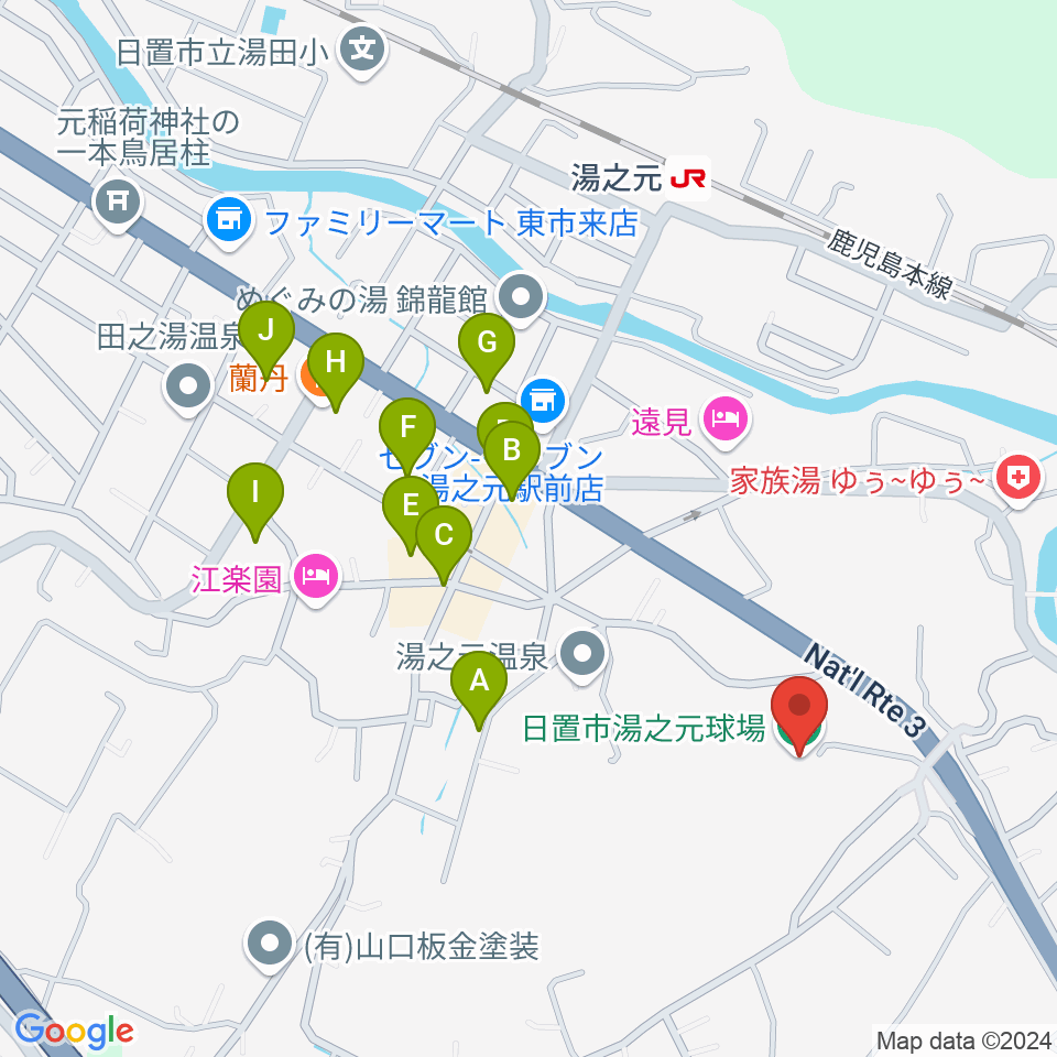 中村商会スタジアム周辺のファミレス・ファーストフード一覧地図