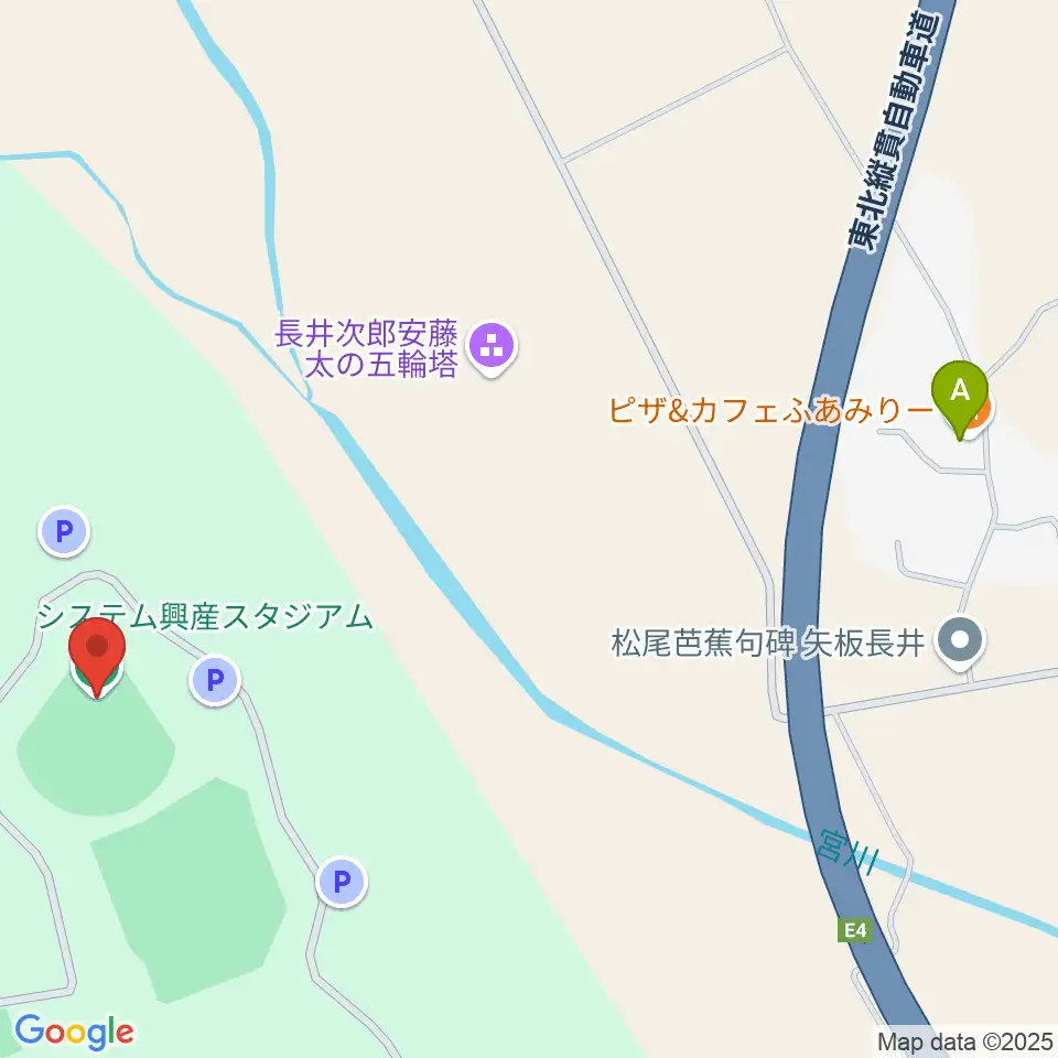 システム興産スタジアム周辺のファミレス・ファーストフード一覧地図
