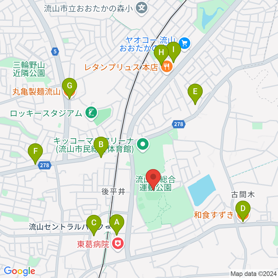 京和ガスベースボールパーク周辺のファミレス・ファーストフード一覧地図