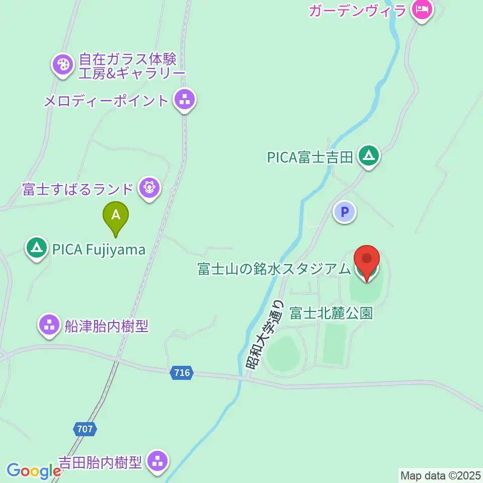 富士山の銘水スタジアム周辺のファミレス・ファーストフード一覧地図