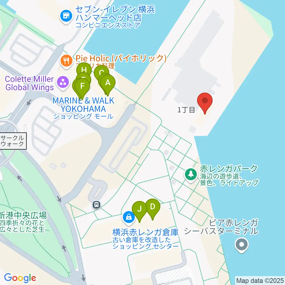 海上保安資料館横浜館周辺のファミレス・ファーストフード一覧地図
