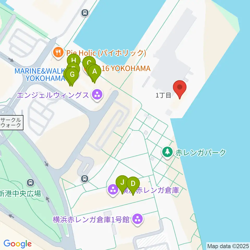 海上保安資料館横浜館周辺のファミレス・ファーストフード一覧地図