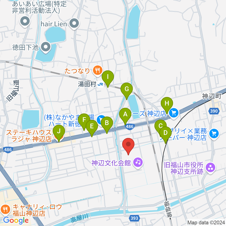 takao＋ばらの街 アレナ神辺周辺のファミレス・ファーストフード一覧地図