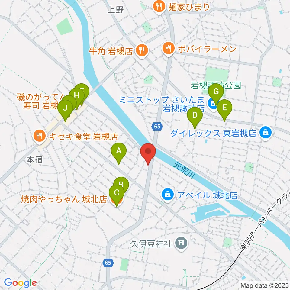 ミネラルウォーターサウンドスタジオ周辺のファミレス・ファーストフード一覧地図