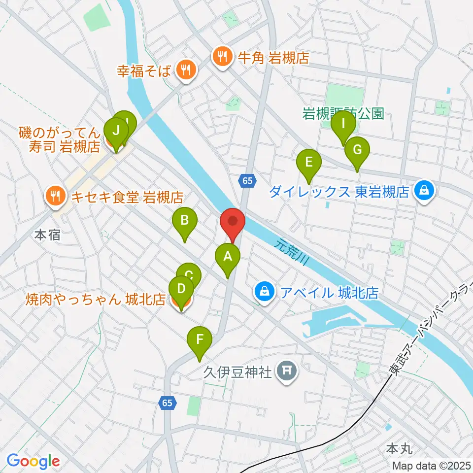 ミネラルウォーターサウンドスタジオ周辺のファミレス・ファーストフード一覧地図