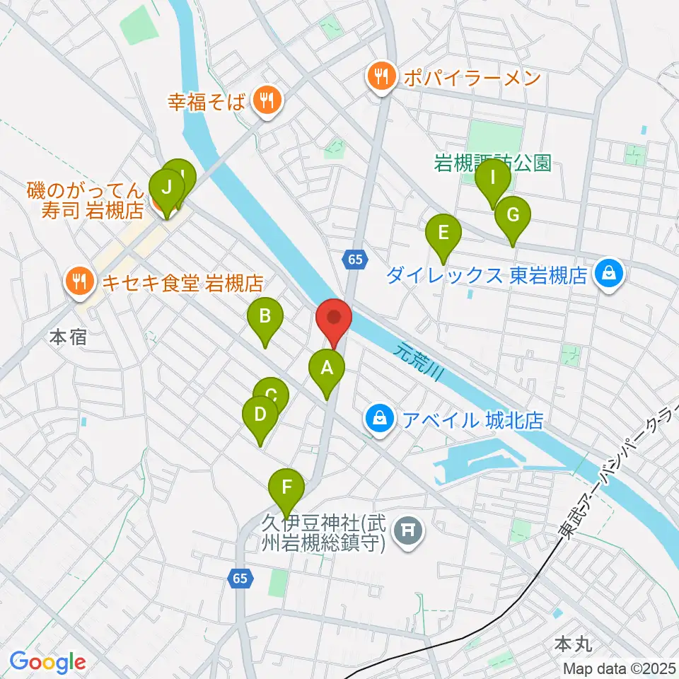 ミネラルウォーターサウンドスタジオ周辺のファミレス・ファーストフード一覧地図