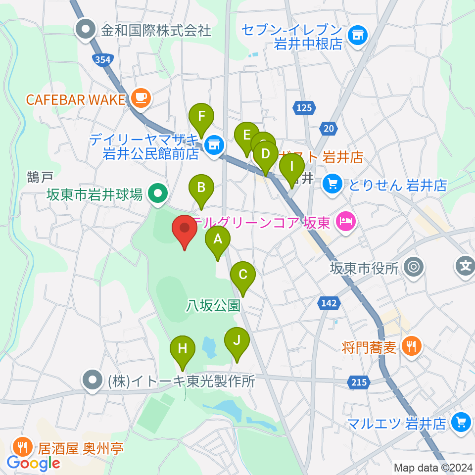 坂東市LIXIL総合体育館周辺のファミレス・ファーストフード一覧地図