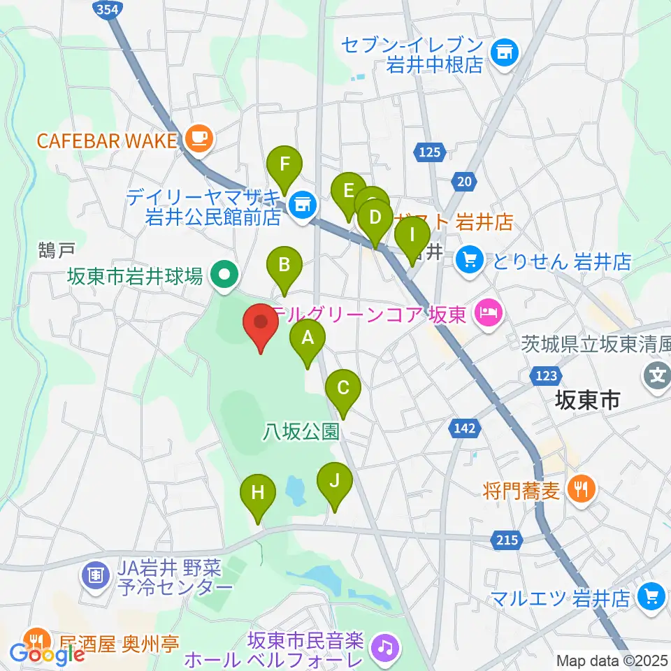 坂東市LIXIL総合体育館周辺のファミレス・ファーストフード一覧地図