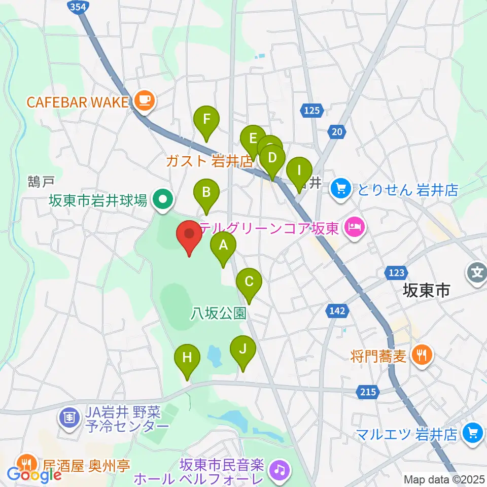 坂東市LIXIL総合体育館周辺のファミレス・ファーストフード一覧地図