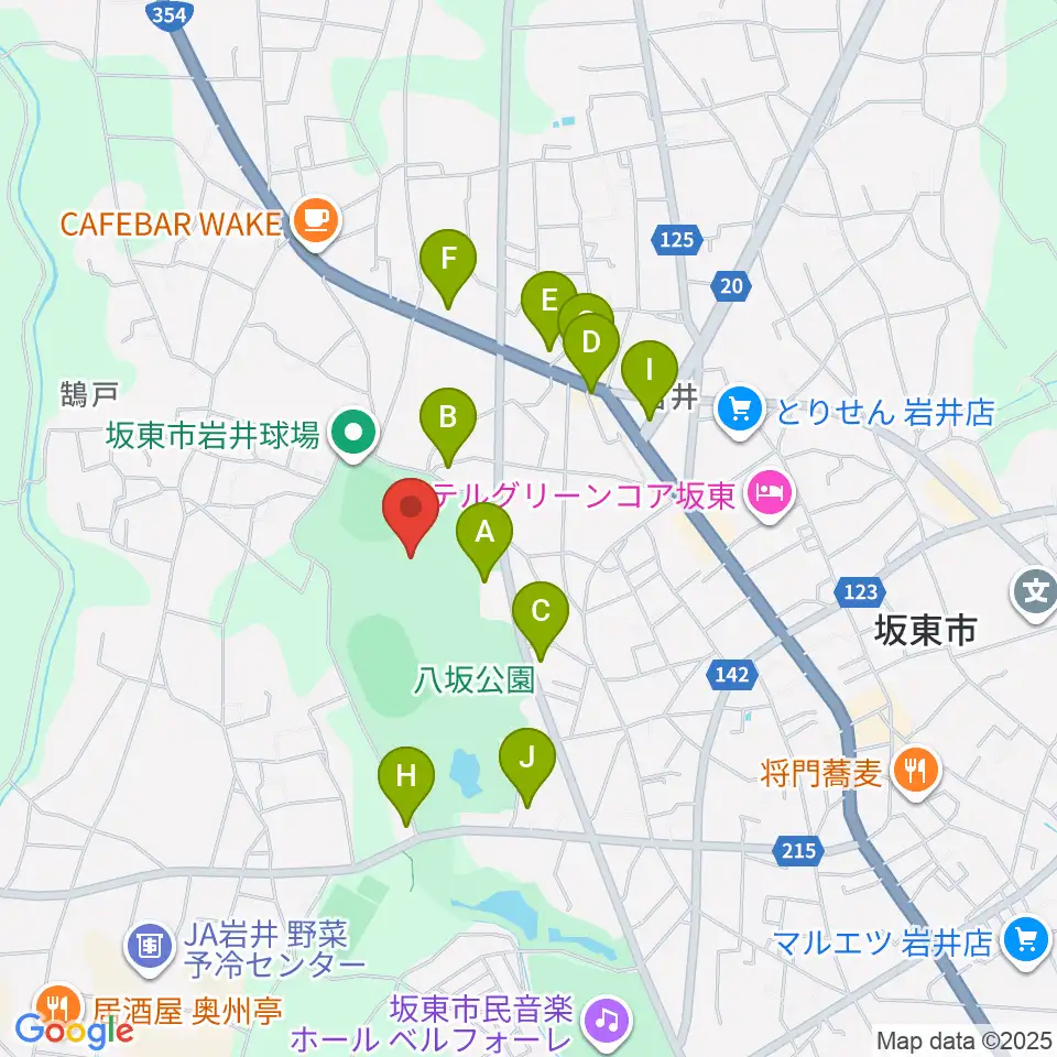 坂東市LIXIL総合体育館周辺のファミレス・ファーストフード一覧地図