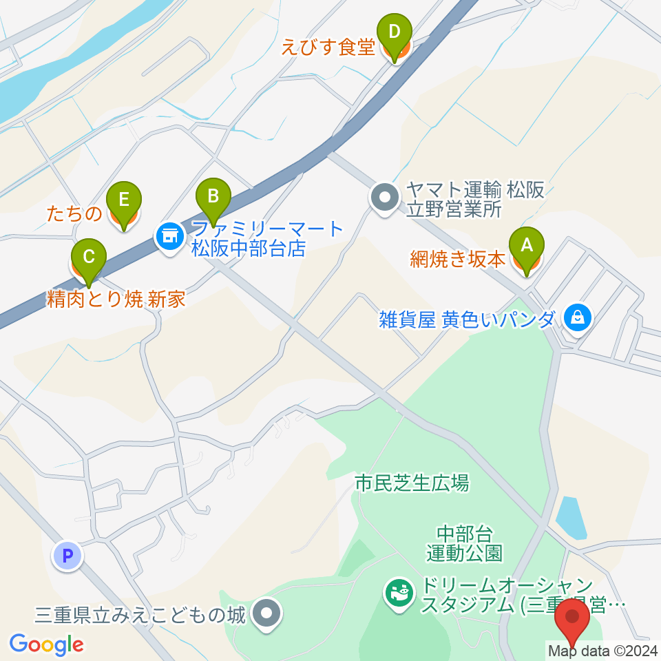 三十三銀行アリーナ周辺のファミレス・ファーストフード一覧地図