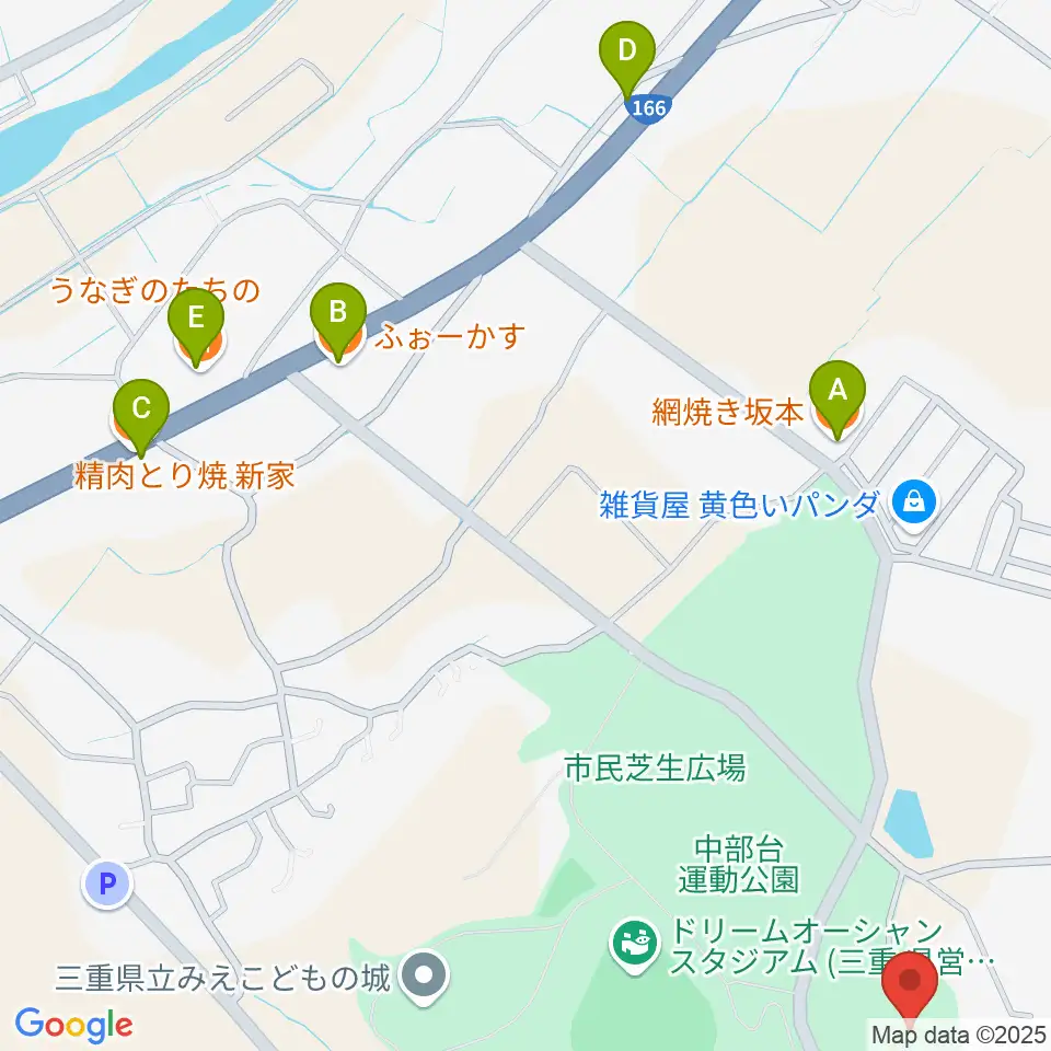 三十三銀行アリーナ周辺のファミレス・ファーストフード一覧地図