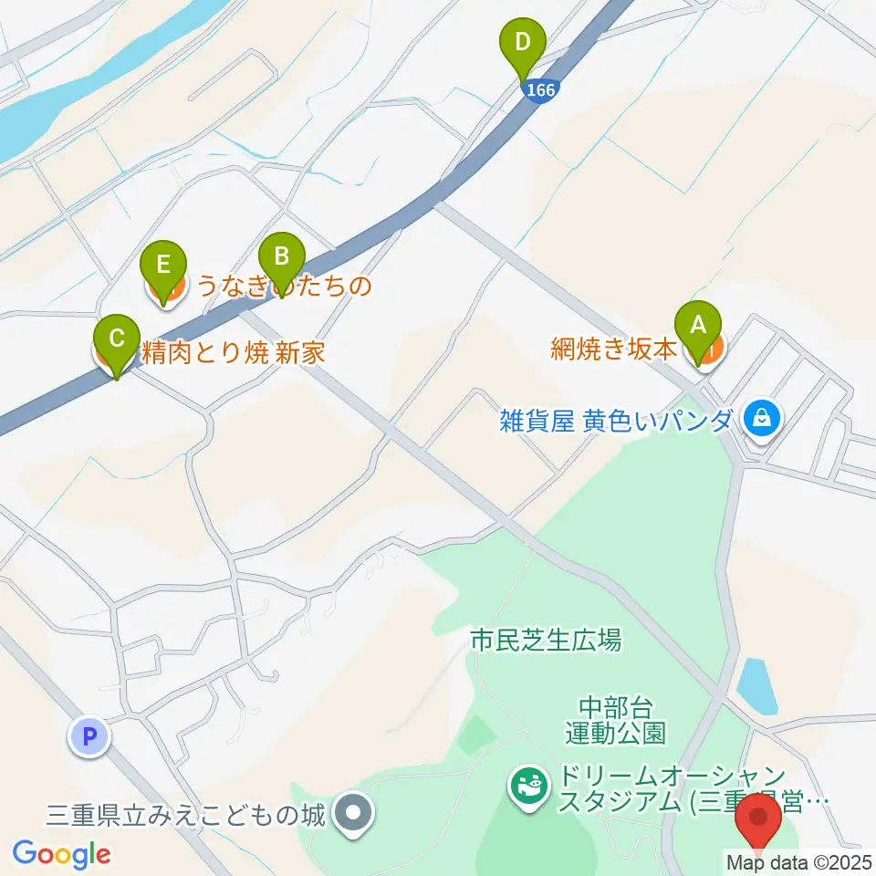 三十三銀行アリーナ周辺のファミレス・ファーストフード一覧地図