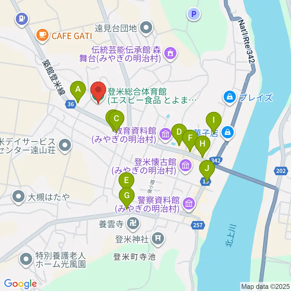 エスビー食品とよま蔵ジアム周辺のファミレス・ファーストフード一覧地図