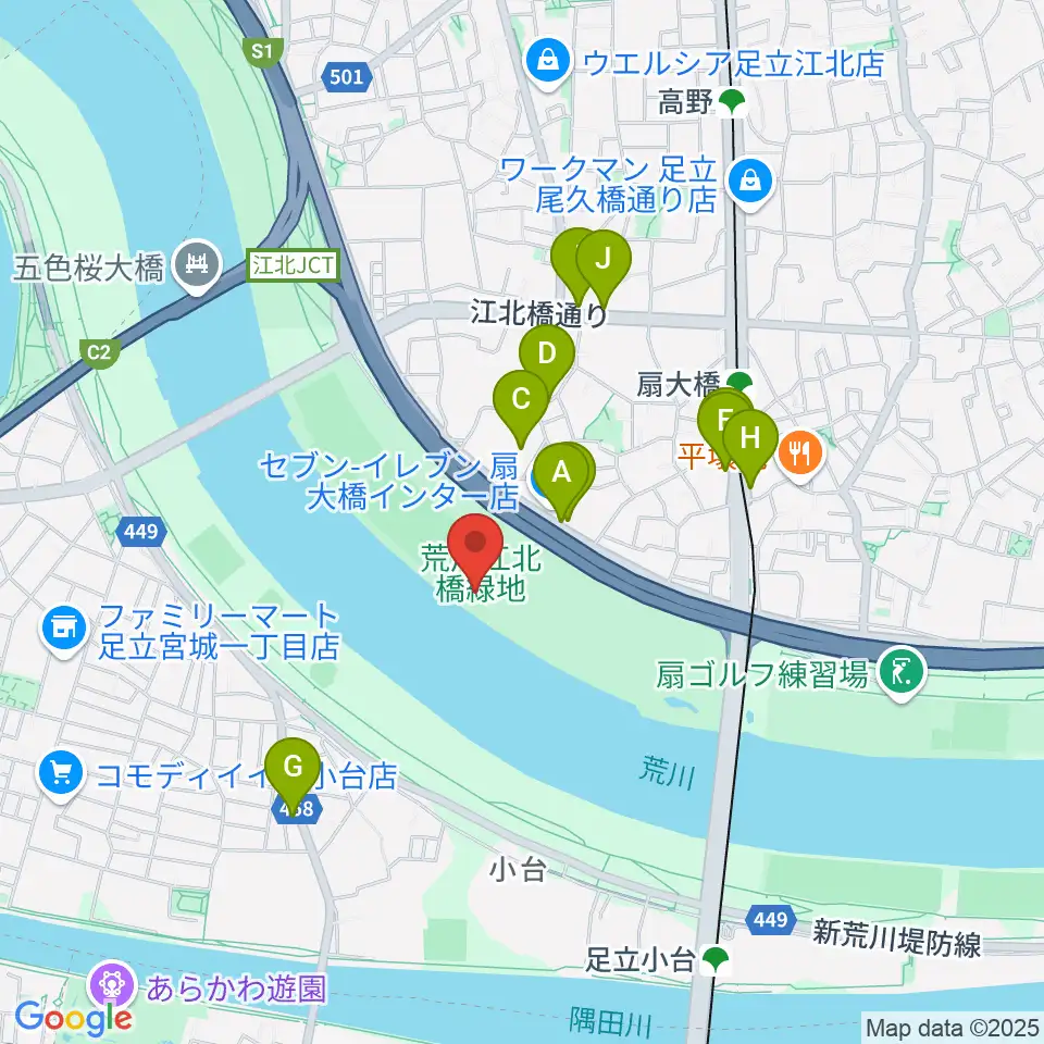扇野球場周辺のファミレス・ファーストフード一覧地図