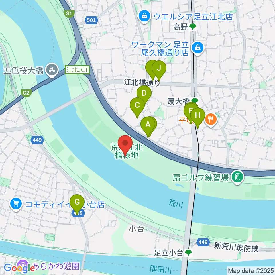 扇野球場周辺のファミレス・ファーストフード一覧地図